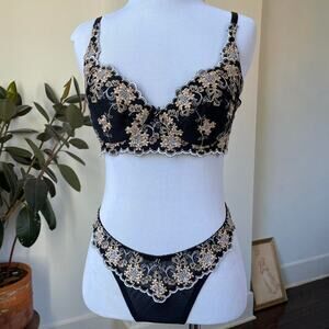 Vintage Frederick's of Hollywood Embroidered Lingerie Set